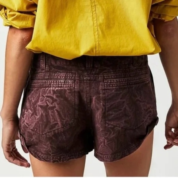 Free People Shorts Sz 0 Purple NWT Low Rise Button Fly Point Dume Chino Festival - Picture 2 of 11